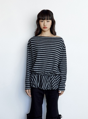 韩国设计师小众品牌roughneck2025年秋冬季女装新品长袖T恤衫上衣