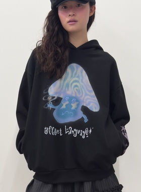 TYPESERVICE韩国小众设计师品牌2025秋季新款卡通印花连帽衫卫衣