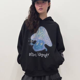 TYPESERVICE韩国小众设计师品牌2025秋季新款卡通印花连帽衫卫衣