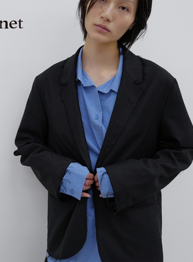 Deinet韩国秋冬季女装新款设计感时尚休闲百搭翻领西装宽松外套