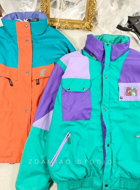 ZDAMIAO日本制古着vintage复古原宿撞色夹克棉服冬保暖宽松男女潮