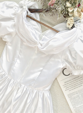 法国产画册款宫廷复古vintgae古董缎面婚纱礼服幔帐泡泡袖公主