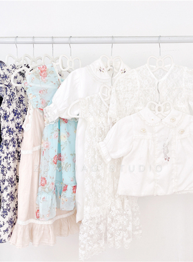 ZDAMIAO日本制古着vintgae甜美小公举可爱欧根纱木耳边刺绣童装夏