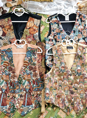 ZDAMIAO海淘美式复古童趣vintgae毯织马甲混搭叠穿max百搭秋冬新