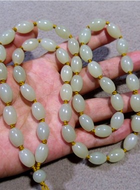 和田白玉路路通项链吊坠链