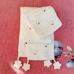 成品小猫爪围巾毛线钩织围脖猫咪踏雪可爱保暖围巾纯手工钩织礼物