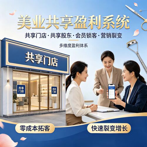 美容院店务收银系统会员卡管理拼团秒杀营销拓客共享门店分红软件