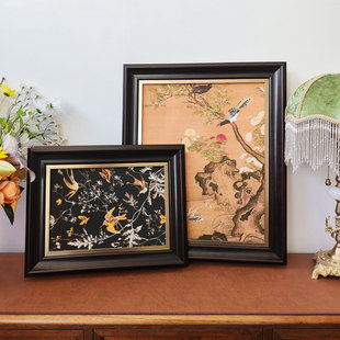 复古风油画装裱框现代油画装裱画作展示照片收藏相框实木加厚相框