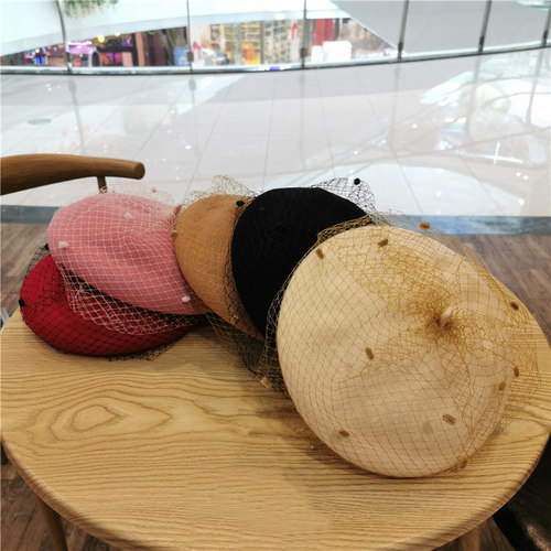 英伦复古羊毛呢优雅画家贝雷帽子