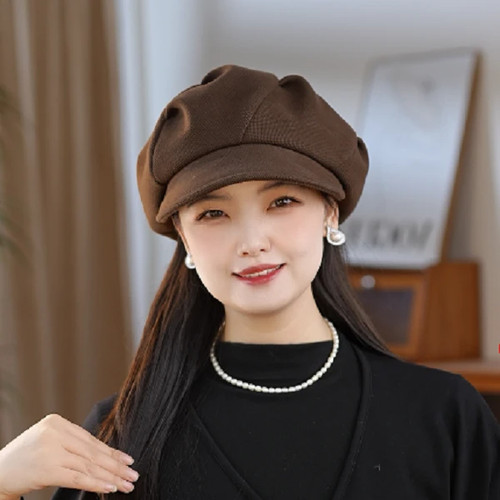 秋冬大头围显脸小反戴云朵八角帽