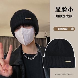 冬季大头围韩版毛线帽男逛街出游显脸小时尚针织帽女情侣休闲冷帽