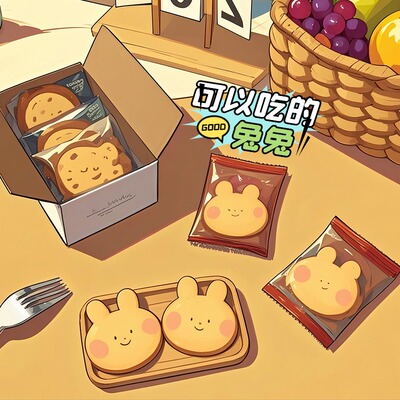 奶香黄油卡通兔子曲奇饼干健康