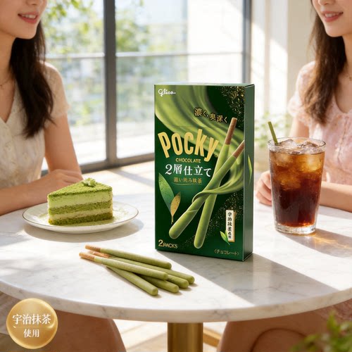 格力高Glico2层抹茶饼干棒