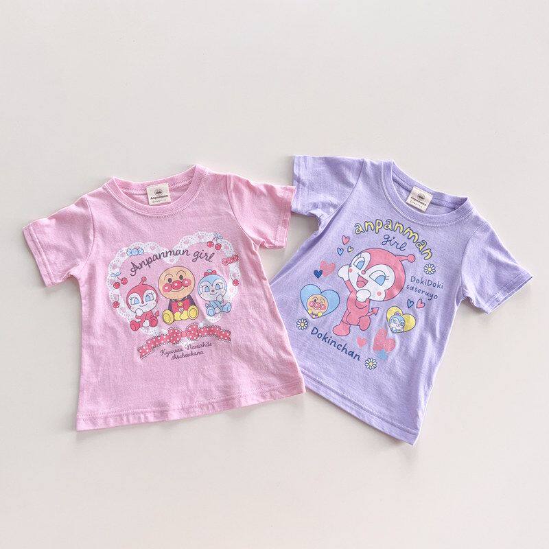日系女童80-100面包超人&红精灵卡通T恤宝宝夏季甜美印花短袖上衣