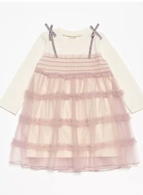 日系童装110-140女孩秋季长袖连衣裙多层纱甜美蛋糕公主裙