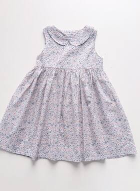 纯原尾货法单Jacadi5-12岁女童碎花连衣裙纯棉娃娃领背心裙