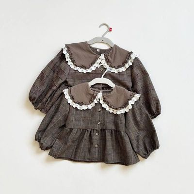 特价日系童装110-130女孩春季娃娃领开衫蕾丝中小童上衣按扣外套