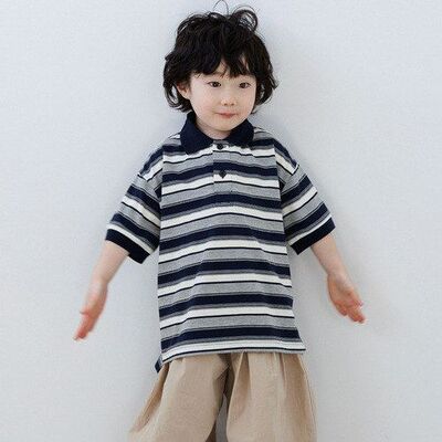 日单LOWRYS FARM男孩120-150多色横条纹短袖 Polo 衫夏季中小童