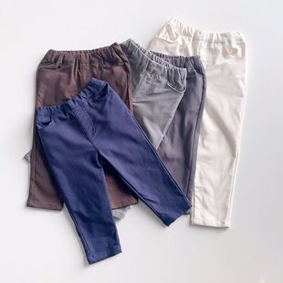 日单PM新款童装80-130男孩秋冬薄绒人造丝弹力外穿长裤