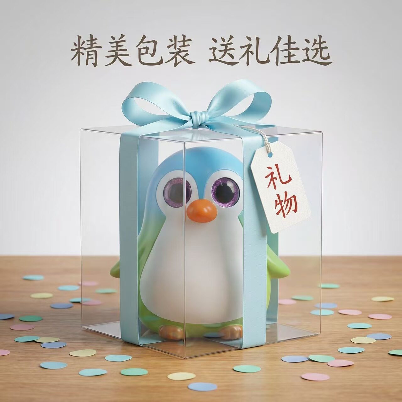 可爱企鹅造型桌面摆件送礼佳选