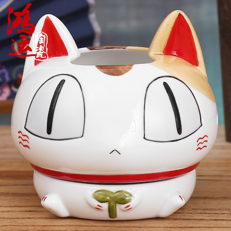 日本卡通招财猫陶瓷摆件装饰礼品
