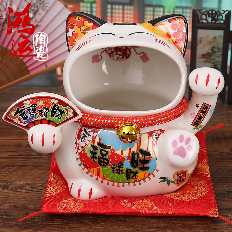 日本招财猫陶瓷糖果罐客厅创意饼干罐家居装饰品开业乔迁礼物