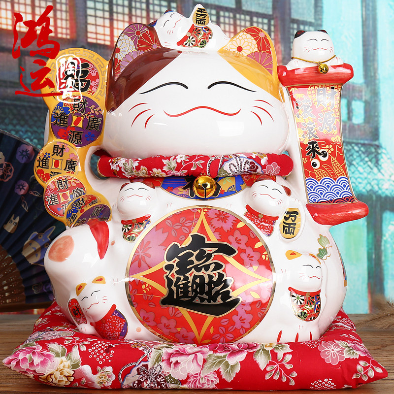 日本招财猫摆件陶瓷开业礼品