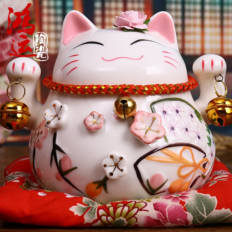 招财猫摆件小号陶瓷储钱