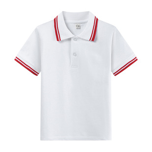 幼儿园小学生夏季 初中生班服t恤纯色班服白色蓝色 校服短袖 polo衫