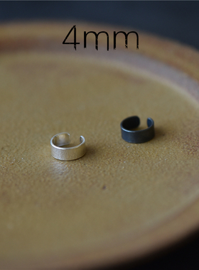 4无束 99纯银耳夹耳骨夹无耳洞单只男女情侣黑色银色银饰原创设计