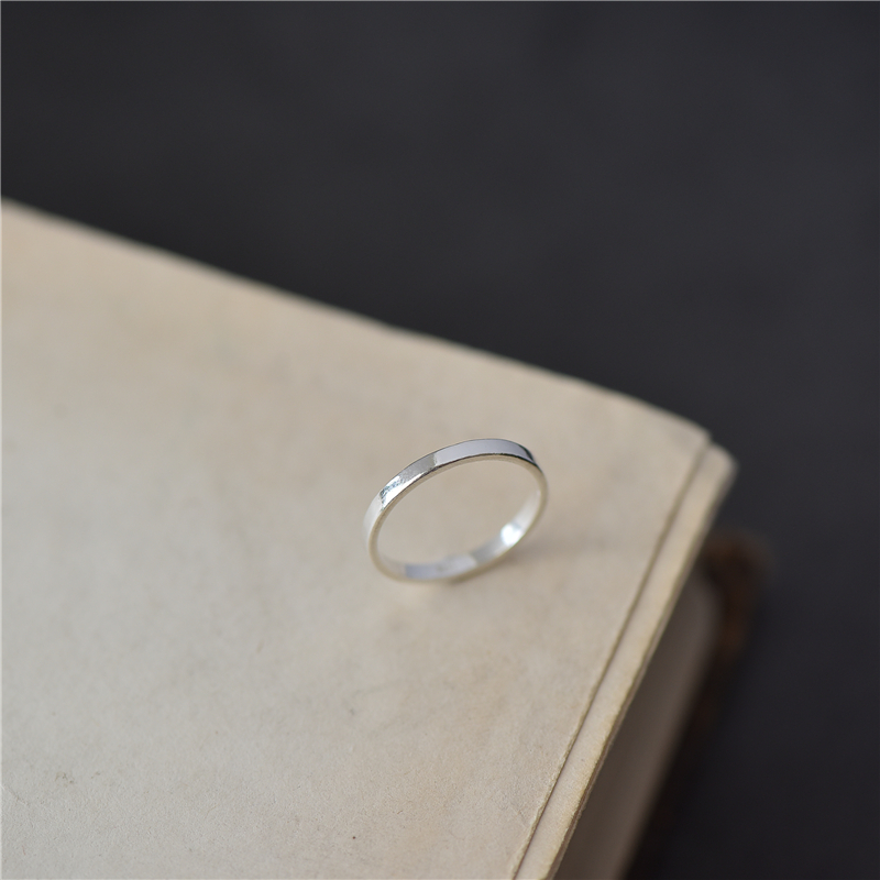 简单窄版光面99纯银闺蜜刻字尾戒