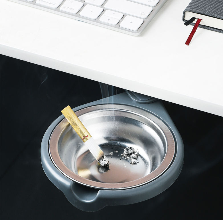 隐藏式桌底烟灰缸办公室易清洗烟灰缸架免打孔防烟味不锈钢烟灰缸怎么看?