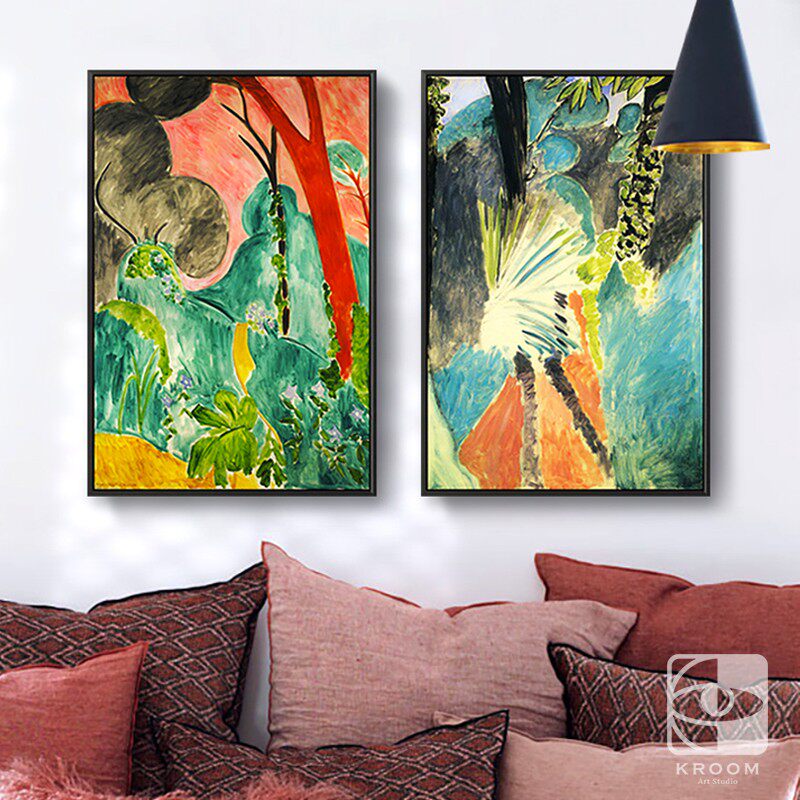 马蒂斯 摩洛哥花园棕榈树 小众野兽派撞色装饰画异域风情挂画ins