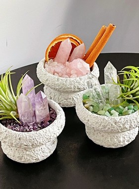水晶疗愈系盆栽微景观天然玉石盆景办公室桌面创意绿植礼物紫水晶