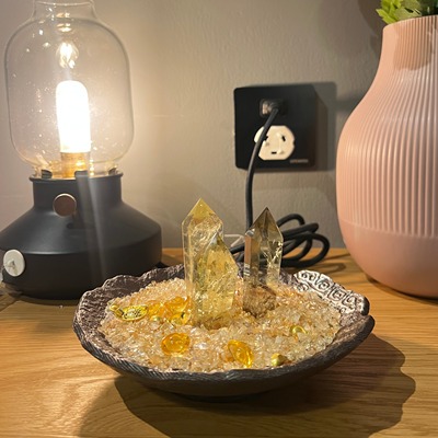 天然黄水晶聚宝盆高档装饰家居摆件办公室开业乔迁生日轻奢礼物