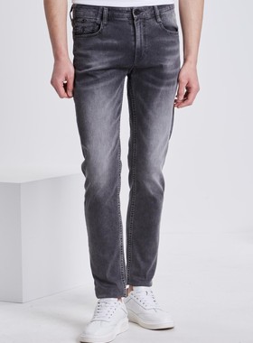 21CNZ90601利家新款休闲男装春款低腰窄脚水洗牛仔长裤