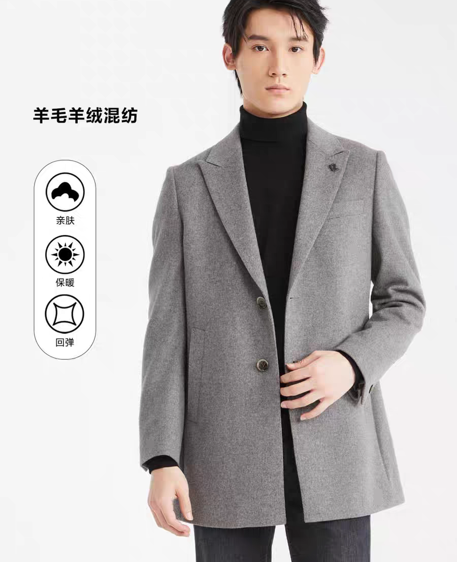 24DYR9371S利家男装正冬季新款时尚商务羊毛羊绒风衣外套2599