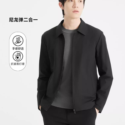 24QFY9012S利家男装2024年秋季新款商务休闲风衣男翻领弹力合体