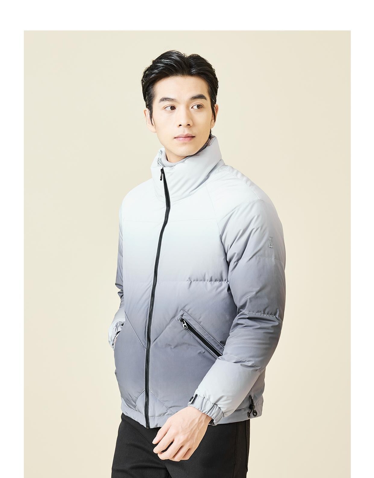 23DRF0211A利家羽绒服男士中长款立领冬季保暖外套男