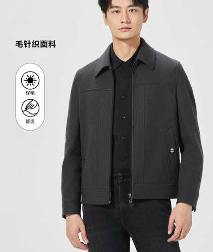 24DYR0072Y利家新款商务休闲羊毛夹克男士短款毛呢外套