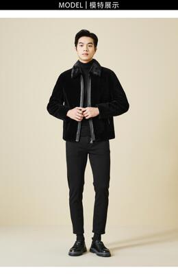 23DZP9021S冬季新款时尚商务休闲男装水貂毛领外套