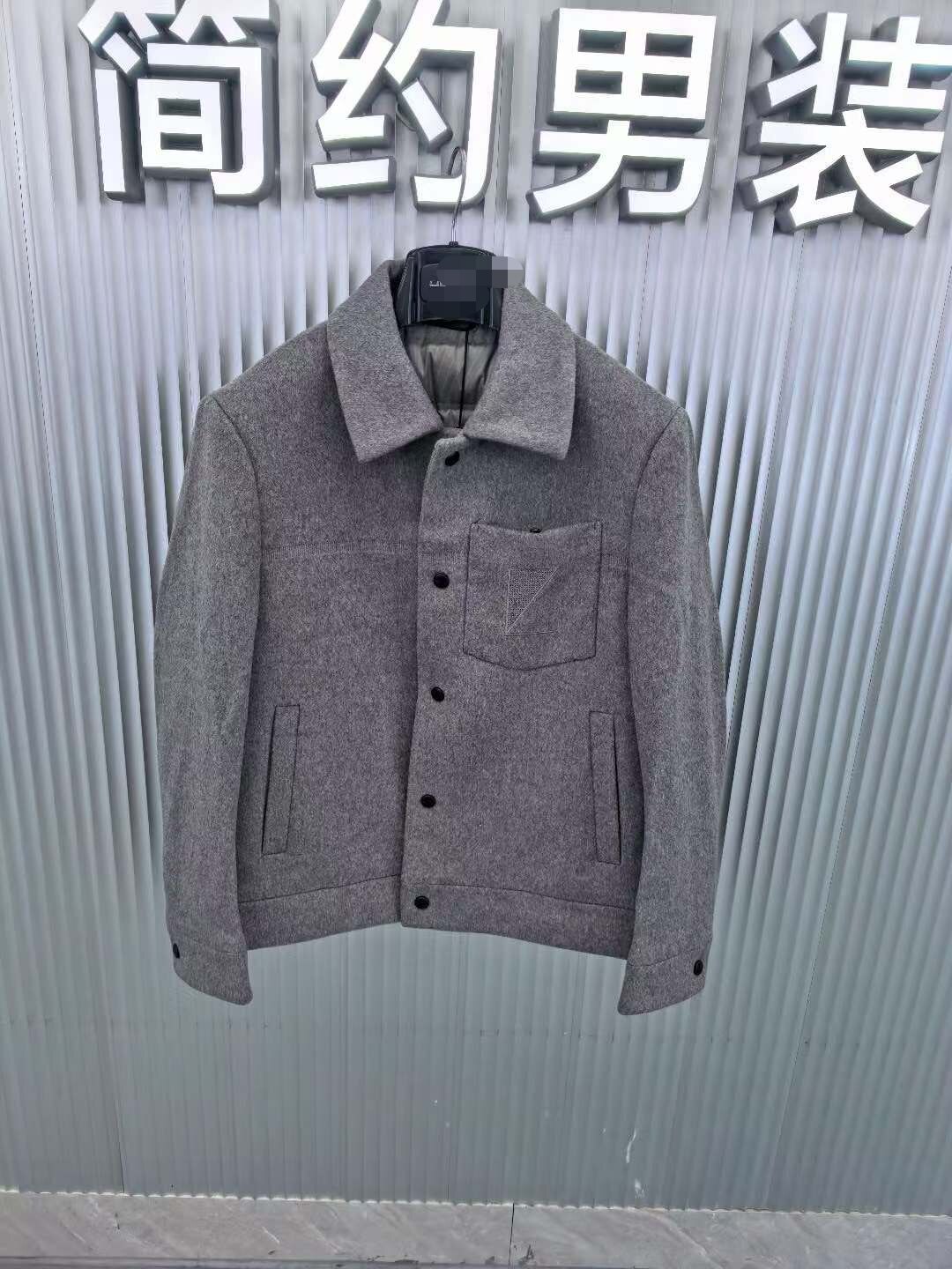 23DYR9012S 9011S利家男装冬季新款羊毛羊绒毛呢羽绒外套短款夹克图片
