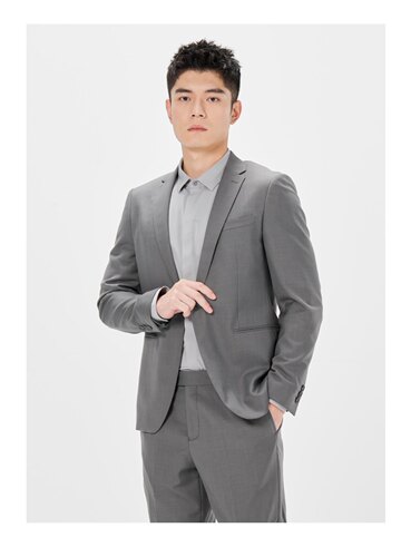 24CXF071SA利家春季新款一粒扣简约羊毛修身正装西服两件套男士