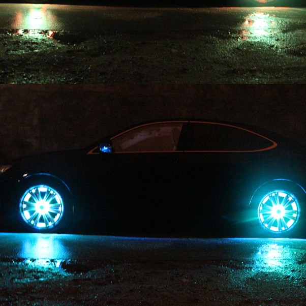汽车装饰灯七彩LED爆闪灯太阳能轮毂灯轮胎灯风火轮改装灯通用