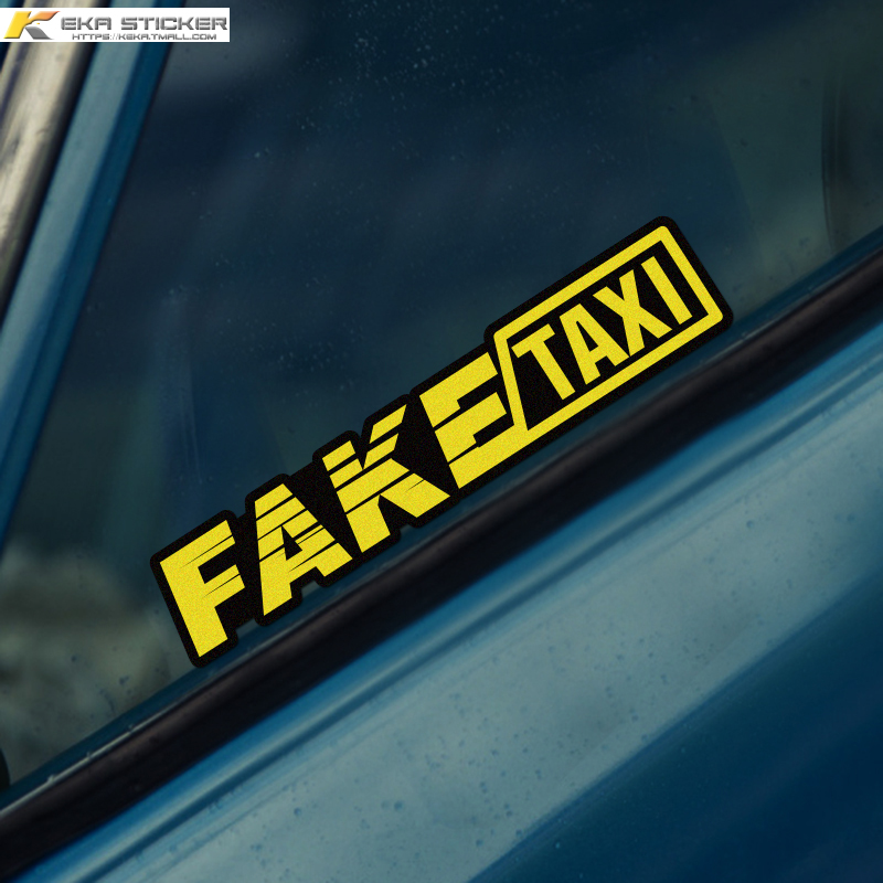搞笑文字fake taxi疯狂出租车汽车贴纸电动车电瓶车划痕装饰车贴