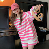 网红炸街粉色条纹卫衣运动套装女春秋2025新款时尚洋气短裤两件套，女装套装/套裙，浙宝289