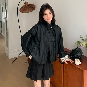 【现货】25春新款！翻袖领袢皮衣289-6916-P165K248,珊瑚红60岁搭配图片