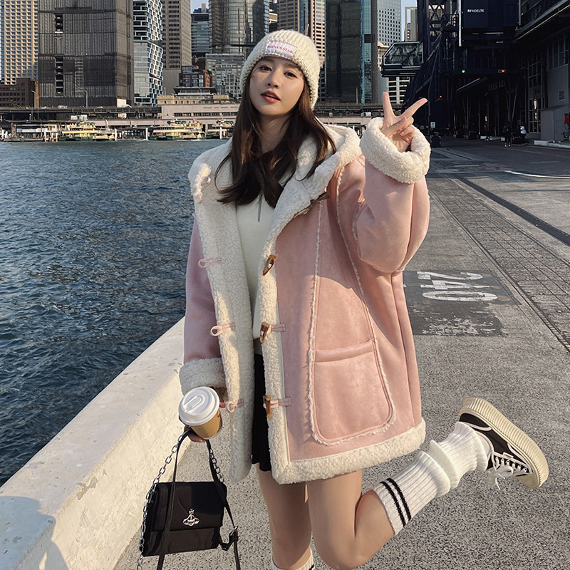 【现货】24冬连帽牛角扣皮毛一体289-6833-P195控288,女装毛呢外套,浙宝289