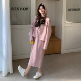 粉色休闲卫衣连衣裙马甲套装女2025春季新款学院风宽松工装两件套，女装套装/套裙，浙宝289