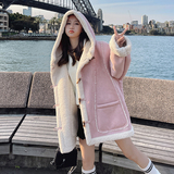 连帽牛角扣皮毛一体2B150-6833-P195控288，女装毛呢外套，2B150